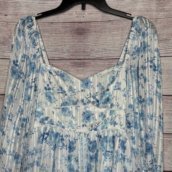 Altar’d State Alyssa Blue Floral Mini Dress Size Medium New - Picture 4 of 12
